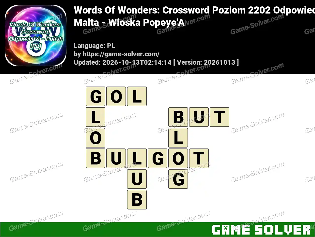 Words Of Wonders: Crossword Poziom 2202 Odpowiedzi – Malta – Wioska Popeye’A